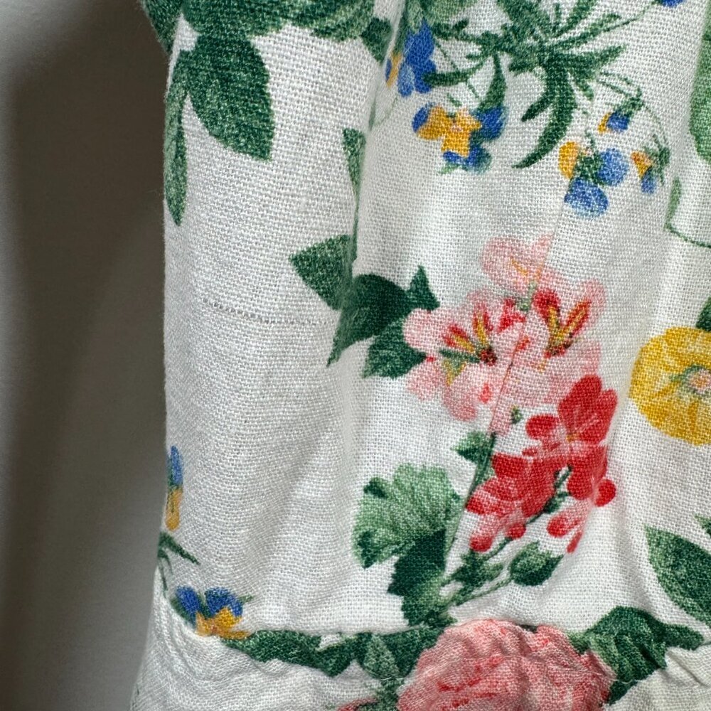 Old Navy Floral puff Sleeve Mini Wrapped Dress Women’s XL Linen Blend Cottage - Picture 10 of 10